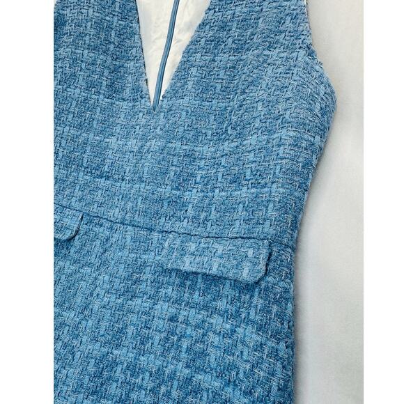 ZARA Deep V-Neck Tweed Romper in Sky Blue size XS – Blogger Favorite - Picture 6 of 10